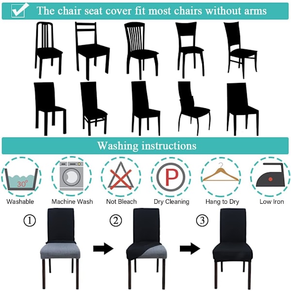 Modernit tuolinpäälliset, 4 kpl, joustavat, irrotettavat ja pestävät, ravintolaan, hotelliin ja hääkoristeluun, musta