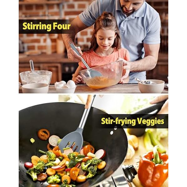 Set med 1 silikonslevar, solida slevar med slits, non-stick BPA-fria värmebeständiga köksredskap för soppa, servering, avrinning, omrörning