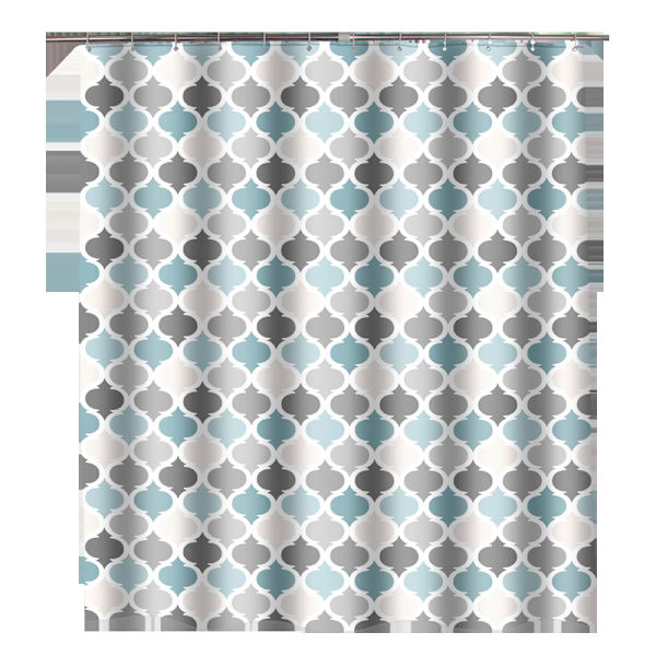 Vedenpitävä ja homeenkestävä suihkuverho (120 * 180 cm) geometrisellä painokuviolla, sisältää 12 koukkua