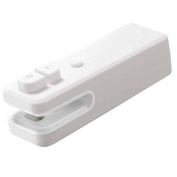 Mini handhållen vakuumförseglare USB uppladdningsbar bärbar matpåsförsegling, 2 i 1 värmeförseglare och cutte White