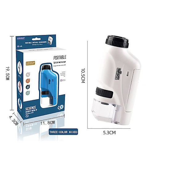Handhållen mikroskop 60-120x fickmikroskop LED-ljus bärbar mini-mikroskop White