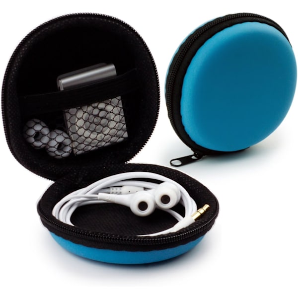 Universalfodral för hörlurar i örat - Hårt skyddande fodral Öronproppar, iPod Shuffle, USB-minne, Kabel - Multifunktionsfodral Blå