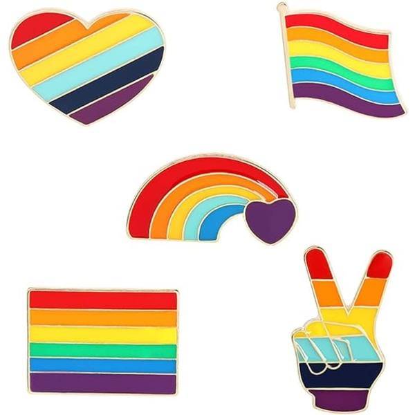 5 Regnbågsbroscher, Gay Pride Badge Emalj Pin Set HBT HBTQ flaggslagsnål Hatt Skjorta Jacka Dekorativa Tillbehör Regnbågstema Party Gay Party Sup