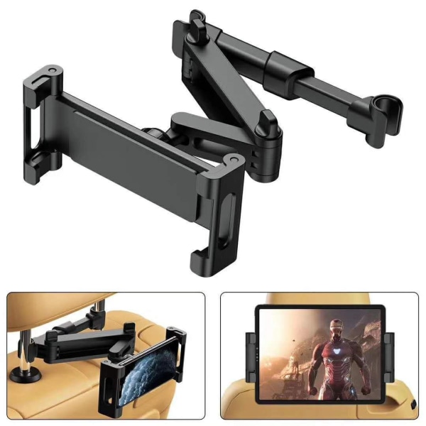 Biltabletshållare, tablethållare för bil Universal nackstöd Auto Rotation 360° Justerbar storlek 6-12 tum för iPad 2/3/4 / Mini/Air, Samsung Galaxy Tab