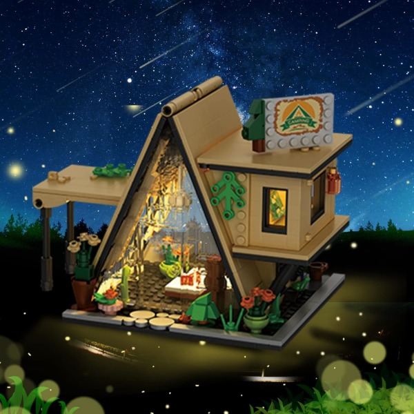 QLT A-Frame Cabin, Glamping House Building Set, Kompatibel med Camping Friends Set, Tält kreativ present för barn och vuxna (579 st)