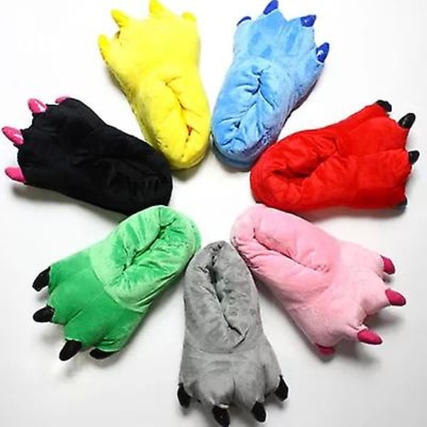 Voksne/børn Plys Dyrepote Klo Sko Unisex Sjove Grønne Plys Dinosaur Klo Hjemmesko Til Indendørs Brug yellow 40to44