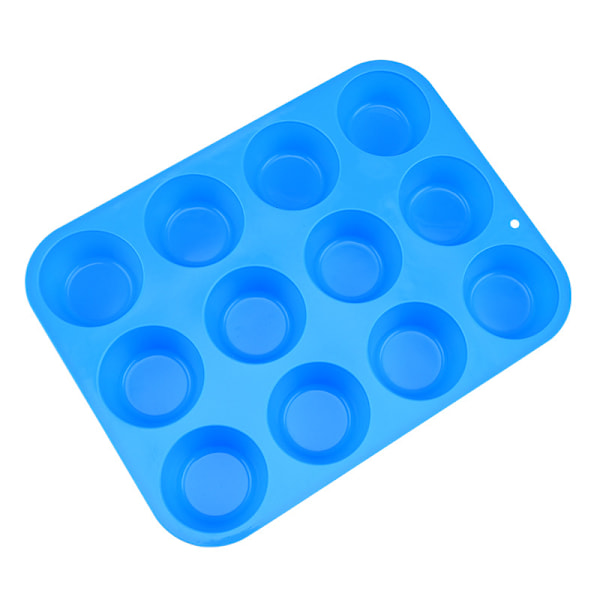 12 Huller Silikone Kageform, Non-Stick Muffin Cupcake Bageform