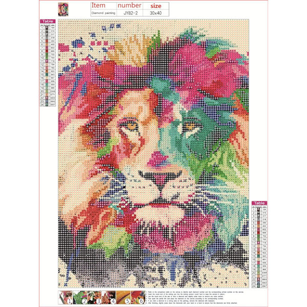 One Piece (Løve 30 x 40cm) 5D Diamantmaleri Kit, DIY Diamantmaleri Korssting Fuld Diamant Krystal Rhinestone Maleri Broderi Maleri Kunst