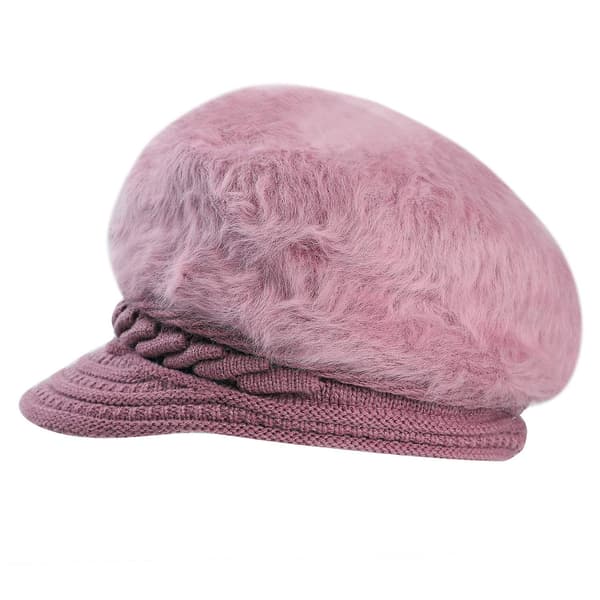 Kvinnor Flickor Peaked Beanie Hat Visor Beret Hat Vinter Termisk Baker Purple