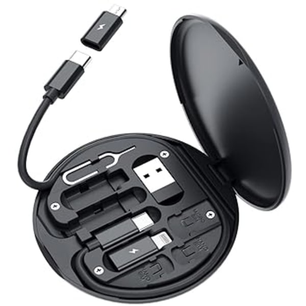 USB (Musta) Adapterisarja Kaapeli Kortti, Monityyppinen Latauskaapelikotelo Muunnin USB C Lightning Type C Micro Adapter Data Transfer Sisältää Korttipaikan