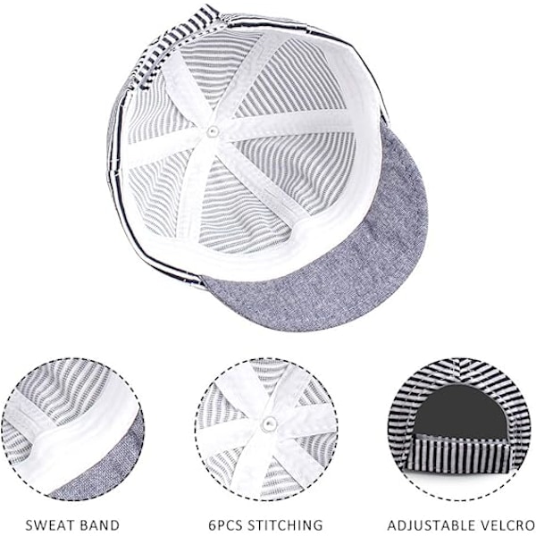 Stjärnbroderad sommarbabyhatt 6 - 36 månader (tibetanska ränder 43 - 48 cm) Pojke flicka bomullstråd Nyfödd söt klassisk hatt för barn