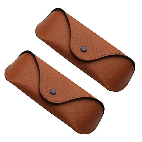2 stk. Brilleetuier Klassisk Oxford-stoff Litchi-korn Anti-trykk Solbrilleboks Brown