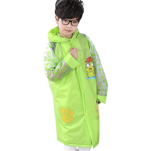 Unisex barn söt grön groda regnrock (lämplig för längd 120-130cm), 3D kreativ huva poncho för pojkar och flickor vattentät svepningsset PVC