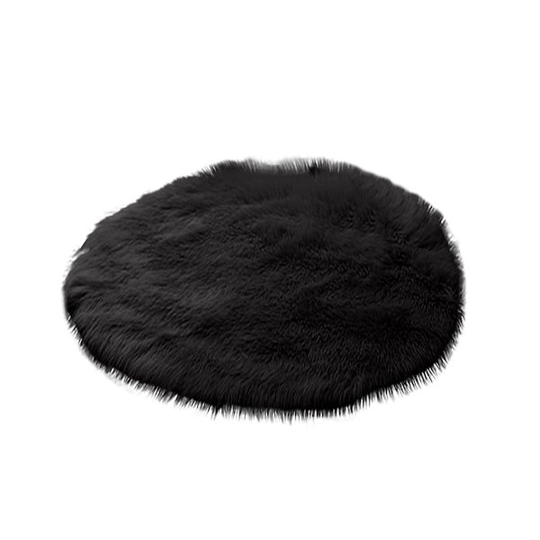 Pehmeä Lämmin Paksu Pörröinen Matto Pehmoinen Pyöreä Lattiamatto Pitkäkarvainen Tekoturkis Matto Black 45*45cm