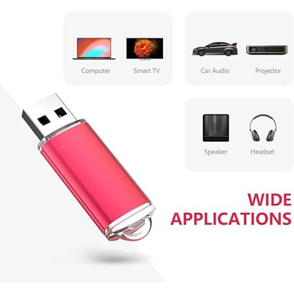 Flash Drive 64 GB USB 2.0 Thumb Drive 64GB Memory Stick Pen Drive Nøglering Design Jump Drive Zip Drive med LED Indikator, Rød