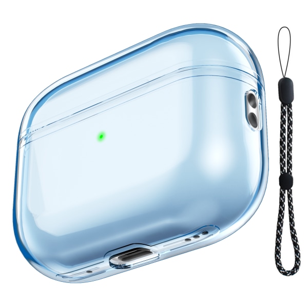 Airpods Pro 2 case (blått), [Anti-gulning] Mjuk TPU- case Skin med handrem Designad för Apple AirPods Pro 2nd 2022 Case