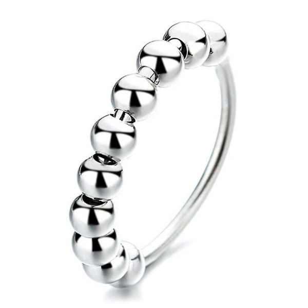 Stress Relief Roterbar Beaded Finger Ring Anti Anxiety Ring Presenter Silver Large