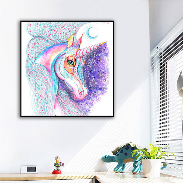 5D timanttimaalaus värikäs yksisarvinen täysi timantti DIY timanttimaalaus olohuoneen sisustus käsinmaalaus timanttimaalaus (40*40CM)