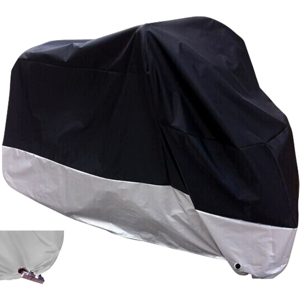 All Season Black Waterproof Sun Motorcycle Cover, Passar upp till motorer (230X95X125cm)