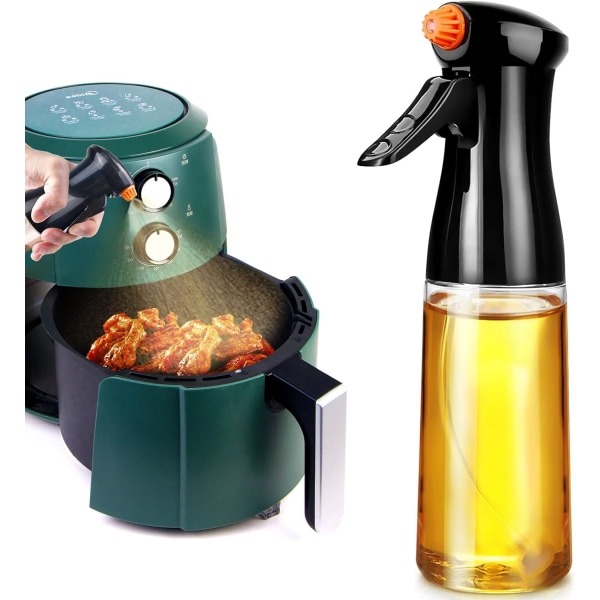 Oljespruta för matlagning, olivolja spruta, olivolja sprayflaska, 200mL matlagning Oljespruta för Air Fryer glas Olje Mister Sprayflaska för matlagning