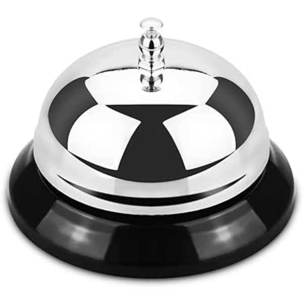 (8,5 cm Diameter) (Silver) (1-pack) Ringklocka, Serviceklocka för Porter Kök Restaurang Bar Klassisk Concierge Hotell