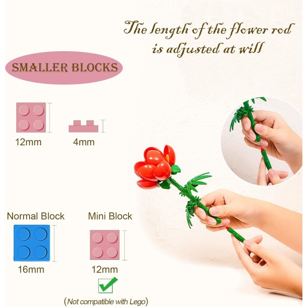 Byggsats för vuxna, Set, konstgjorda blommor Minibyggstenar Heminredning, inte kompatibel med Lego (Sunfl