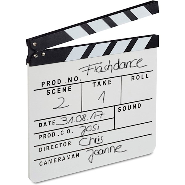 Relaxdays, Vit filmklapper Hollywood filmklapper scen dekorativ textning