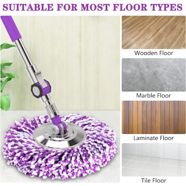 4 kpl Clean Twist Disc Mop -varapäät, helposti vaihdettavat uudelleenkäytettävät mikrokuituiset moppipäät, vettä ja likaa imevät laatoille ja kivipinnoille