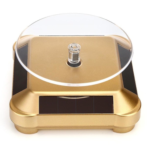 Solcellsdisplayställ Turntable, Batteridriven Dubbelanvänd roterande display Gold