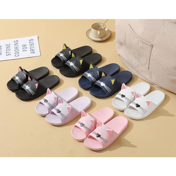 Svarta hemmtofflor för barn och pojkar flickor flip flops sommarslippers badskor kvinnor män pool strandsandaler40-41EU