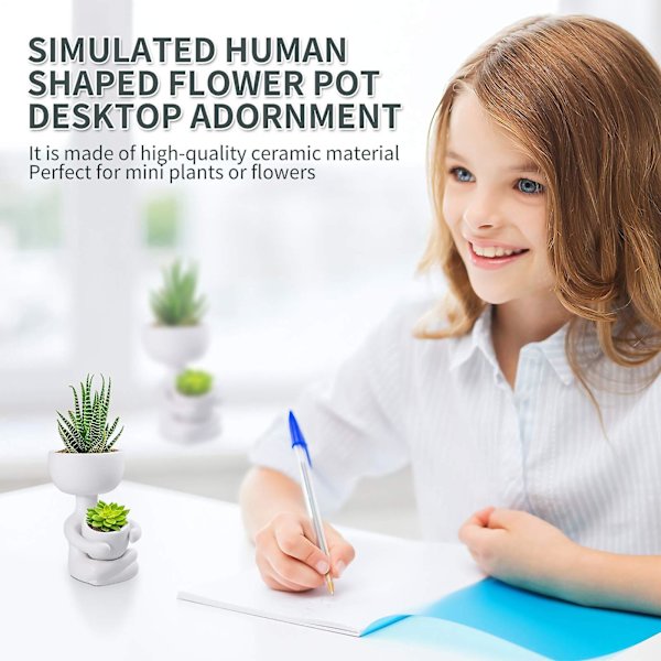 Humanoid Keramik Blomkruka Växt Suckulent Blomkrukor Kreativ Blomkruka Black middle