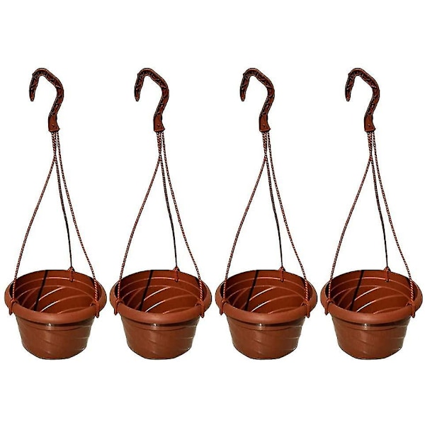 4-pack hängande planteringskorg inomhus/utomhus hängande blomkrukor röd Brown
