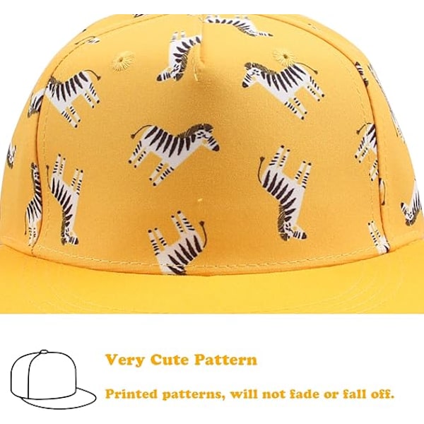 Söt baby baseballkeps (gul zebra för 1-2 år), barn sommarhatt broderad platt solhatt pojke flicka