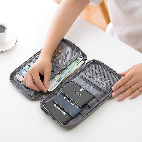 Familie Rejse Tegnebog Pas Holder Dokument Kort Pung Organizer Black 25.5cm x 18.5cm
