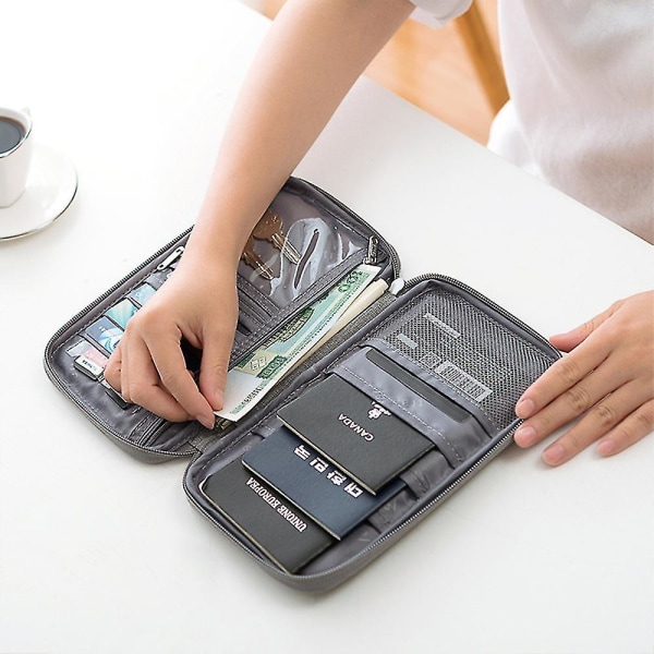 Familjeresorplånbok Passhållare Dokumentkortspåse Organizer Black 25.5cm x 18.5cm