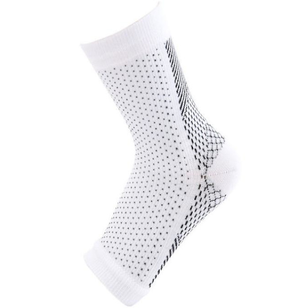 2 Par Plantar Fasciitis Kompressionsstrømper Til Kvinder & Mænd - Bedste Ankelstrømper Til Plantar Fasciitis Lindring, Svangstøtte White S M