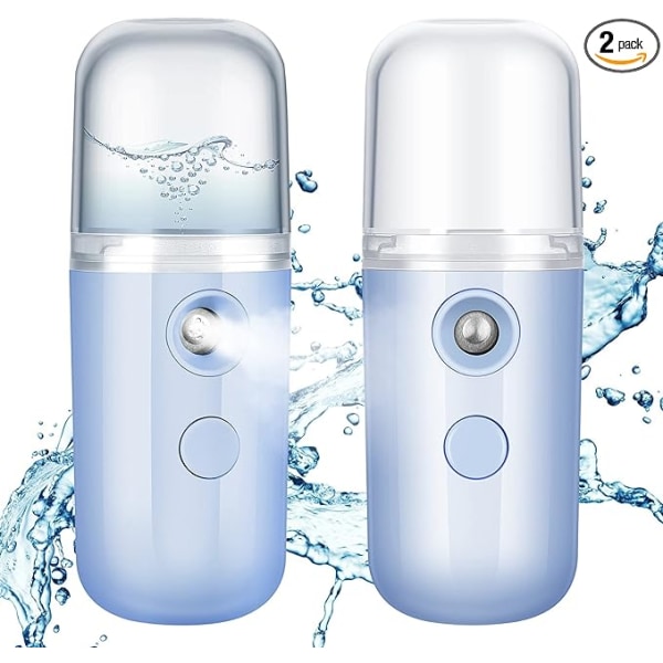 Två 30 ml bärbara mini ansiktsspray (blå), ansiktsvattenpåfyllande atomizer
