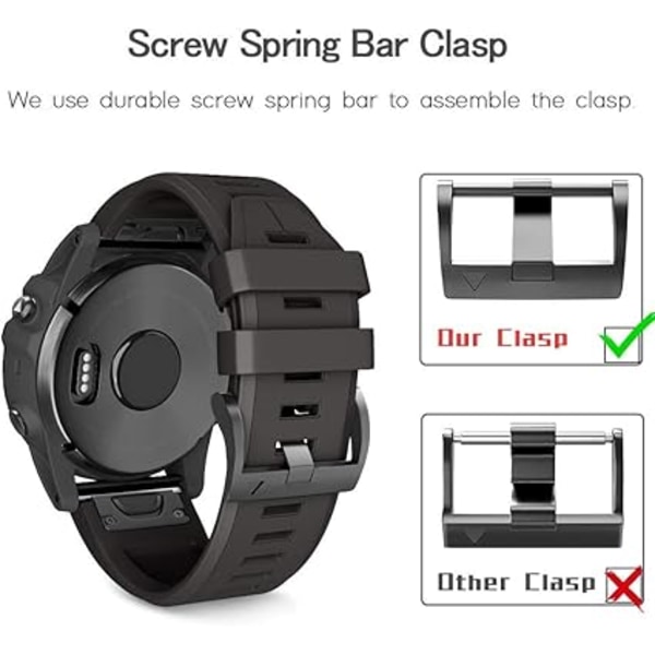 Fenix 5 Silikone Armbånd Kompatibel Fenix 5 22cm Bred, Kompatibel Garmin Fenix 5/Fenix 5 Plus/Forerunner 935/Approach S60/Quatix 5/Fenix 6/Fenix 6 Pr