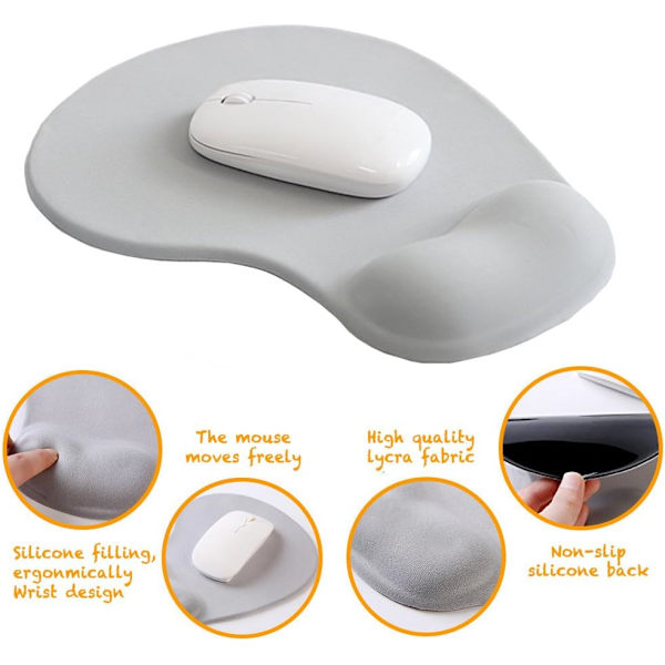 Ergonomisk musmatta med handledsstöd Gel Musmatta med handledsstöd, Bekväm datormusmatta för laptop, Smärtlindrande musmatta med halkfri PU