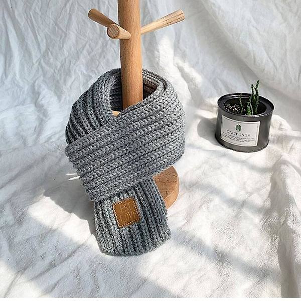 Barn Vinter Varma Halsduk Termisk Stickad Småbarn För 4-12 År Gamla Grey