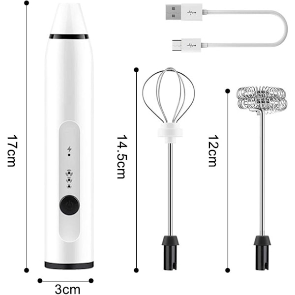 Silver Elektrisk Mjölkskummare, Kaffeskummare, Uppladdningsbar, Dryckesmixer, Handskummare, Blender, Kökshjälp, Handmixer, Elektrisk Mixer.