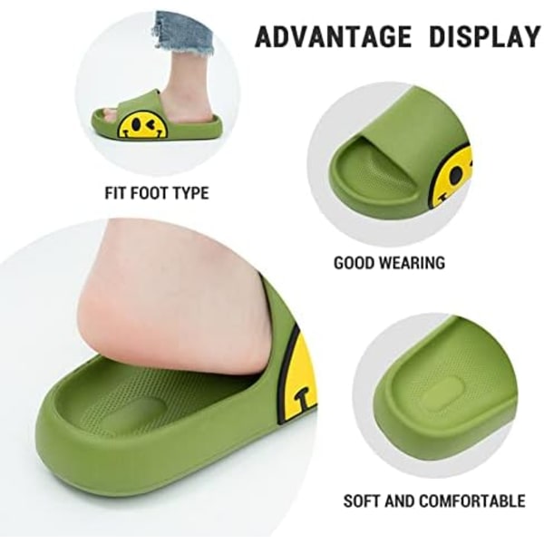 Gröna dam- och herrtofflor för strand, sommar, sandaler, mjuka barnskor, badrum, pool, dusch, halkfria tofflor, flip-flops för inomhus- och utomhusbruk 39