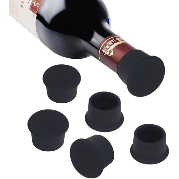 Sett med 6 Silikon Vinpropper, Runde Flaskepropper, Ølkapsler