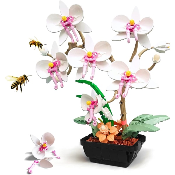 Orchid Flower Building Set - Creative Plant Botanical Set Collection Dekor, Kompatibel med Lego-ikonen Orchid Flower, idealisk present till mamma, älskare, Fr