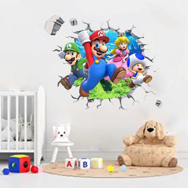 (40*45cm)Tecknade väggdekaler Realistiska stereoskopiska självhäftande vinyl Vattentät dekorativa väggdekaler Heminredning för barn för barnrum badrum sovrum