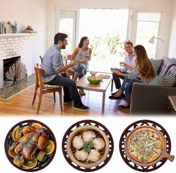 Silikonunderlägg Set om 3 Silikon Multi-use Intricately Carved Trivet Set Brown