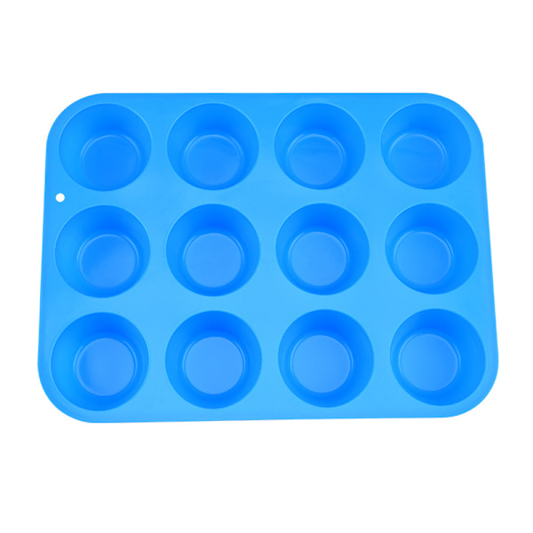 12 Huller Silikone Kageform, Non-Stick Muffin Cupcake Bageform