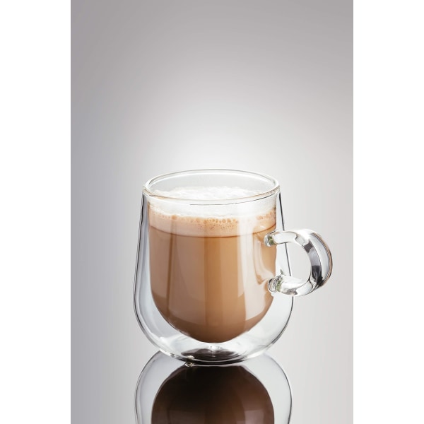 Dobbeltvæggede kaffekopper i glas med hank, sæt med 2, hul vakuumforseglet 200 ml kop 200ml