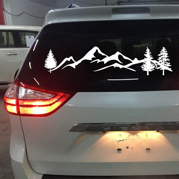 2 KPL Valkoinen Auto Vuoristo Metsä Automaattinen Tarratarra (198 * 40 cm, yksi pari) Auton Sivuluukun Tarra Autotarra Vuoristo Tarra Puu Metsä Vinyyli Kuvio