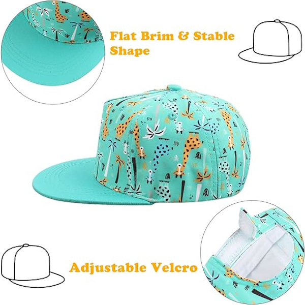 Söt baby baseballkeps (grön giraff för 1-2 år), barn sommarhatt broderad platt solhatt pojke flicka